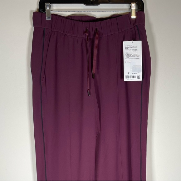 Lululemon NEW On the Right Track Lounge Pants Women’s Sz 6 Adobe Burgundy Wine - Picture 2 of 13